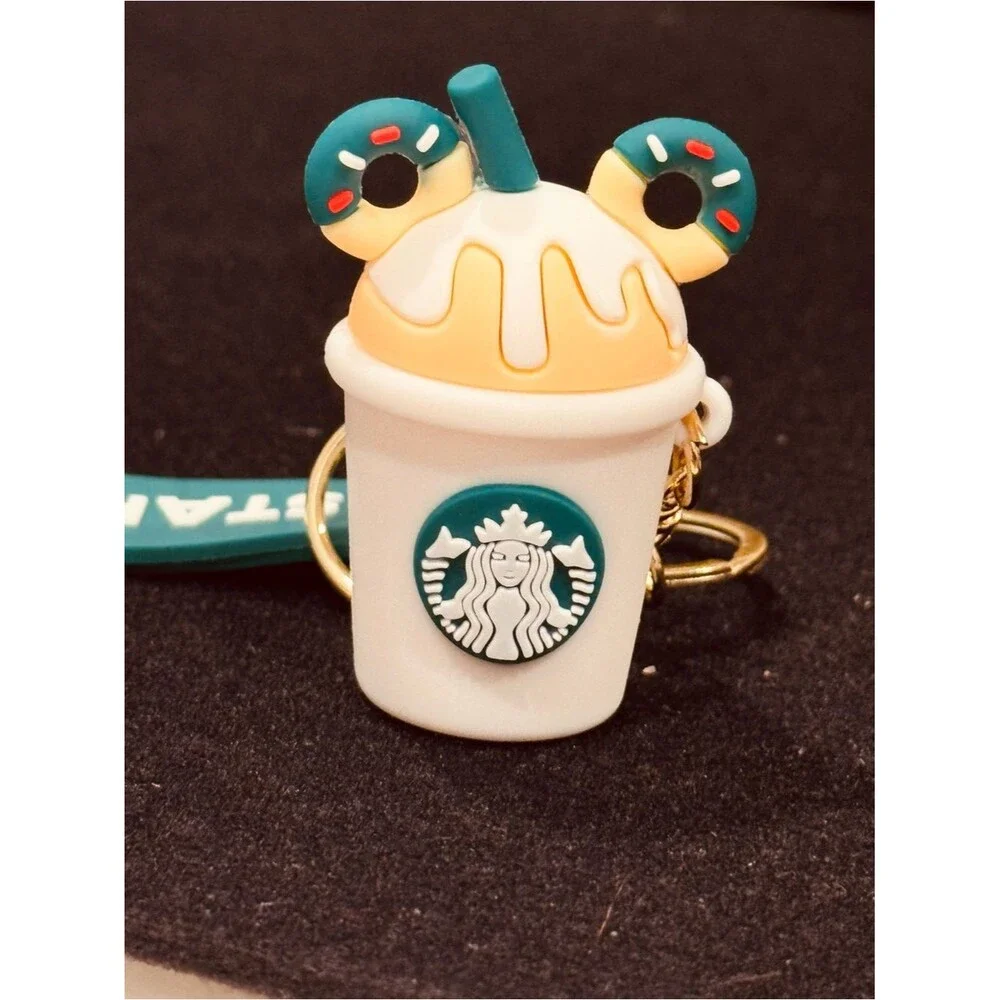 3D Mouse Donut Coffee Cup Keychain Bag Charm Silicone Wristlet Strap Gift NIP